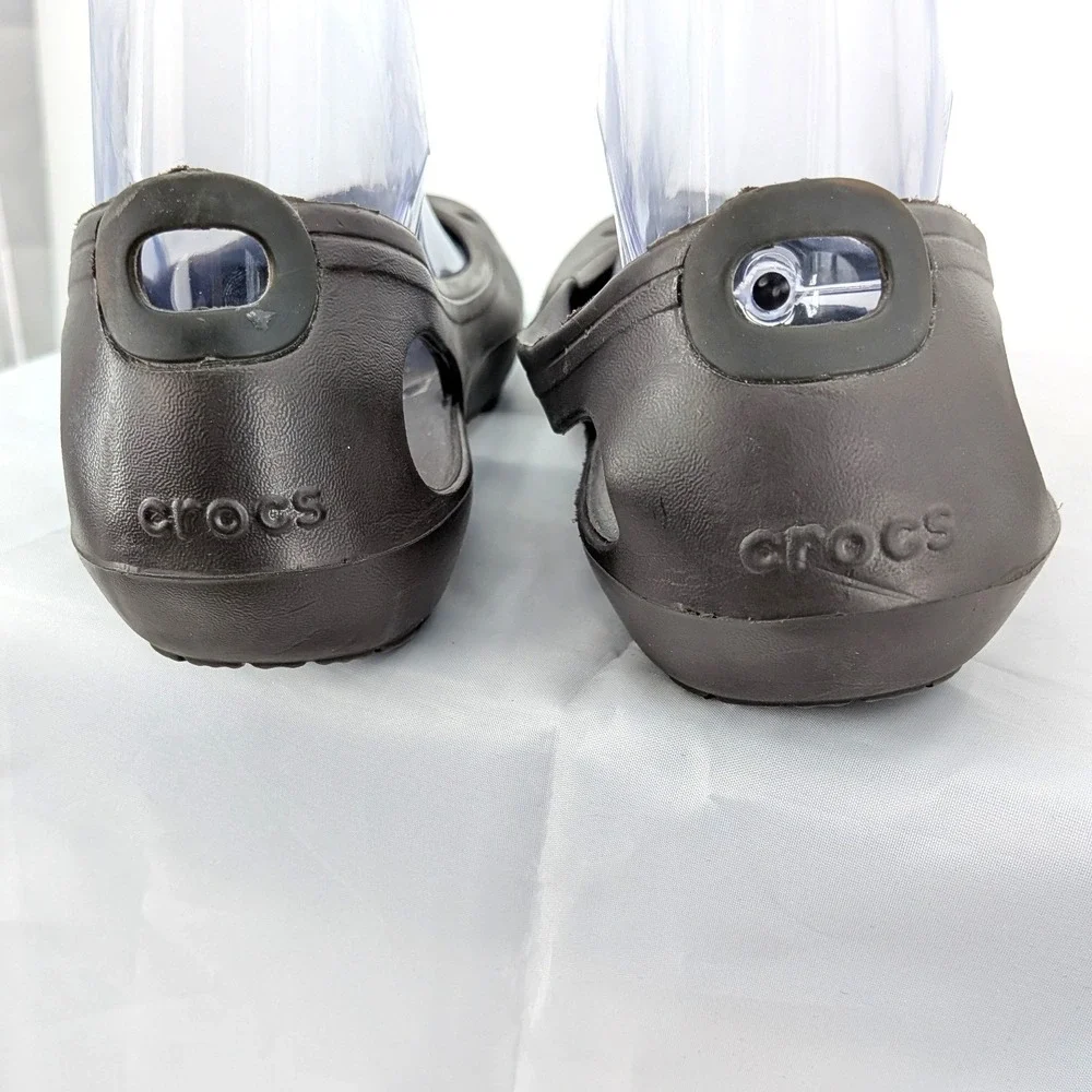 Crocs Slip On Flats Brown Comfort Lightweight Rubber Casual Shoes W8‎